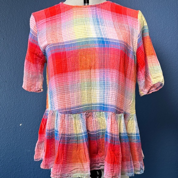 Zara Multicolor Plaid Blouse - Picture 1 of 7